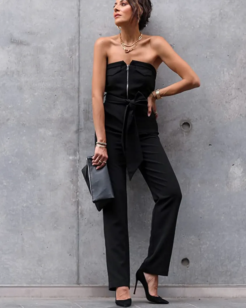 The Drop Women's Black Straight Leg Strapless Jumpsuit by @lucyswhims