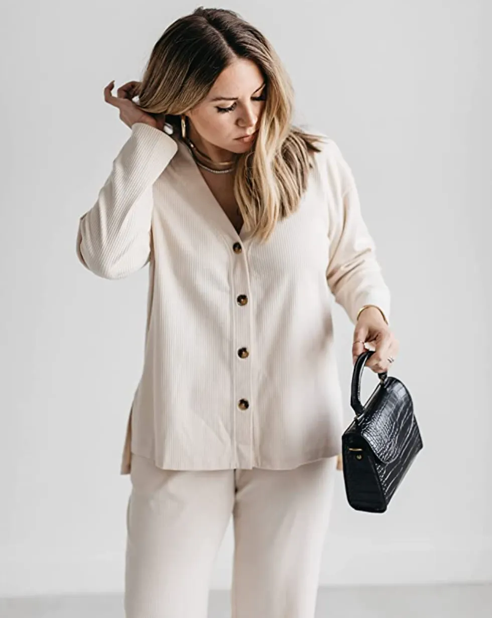 The Drop Women's Sandstorm Button Front Ribbed Cardigan by @ashleyrobertson