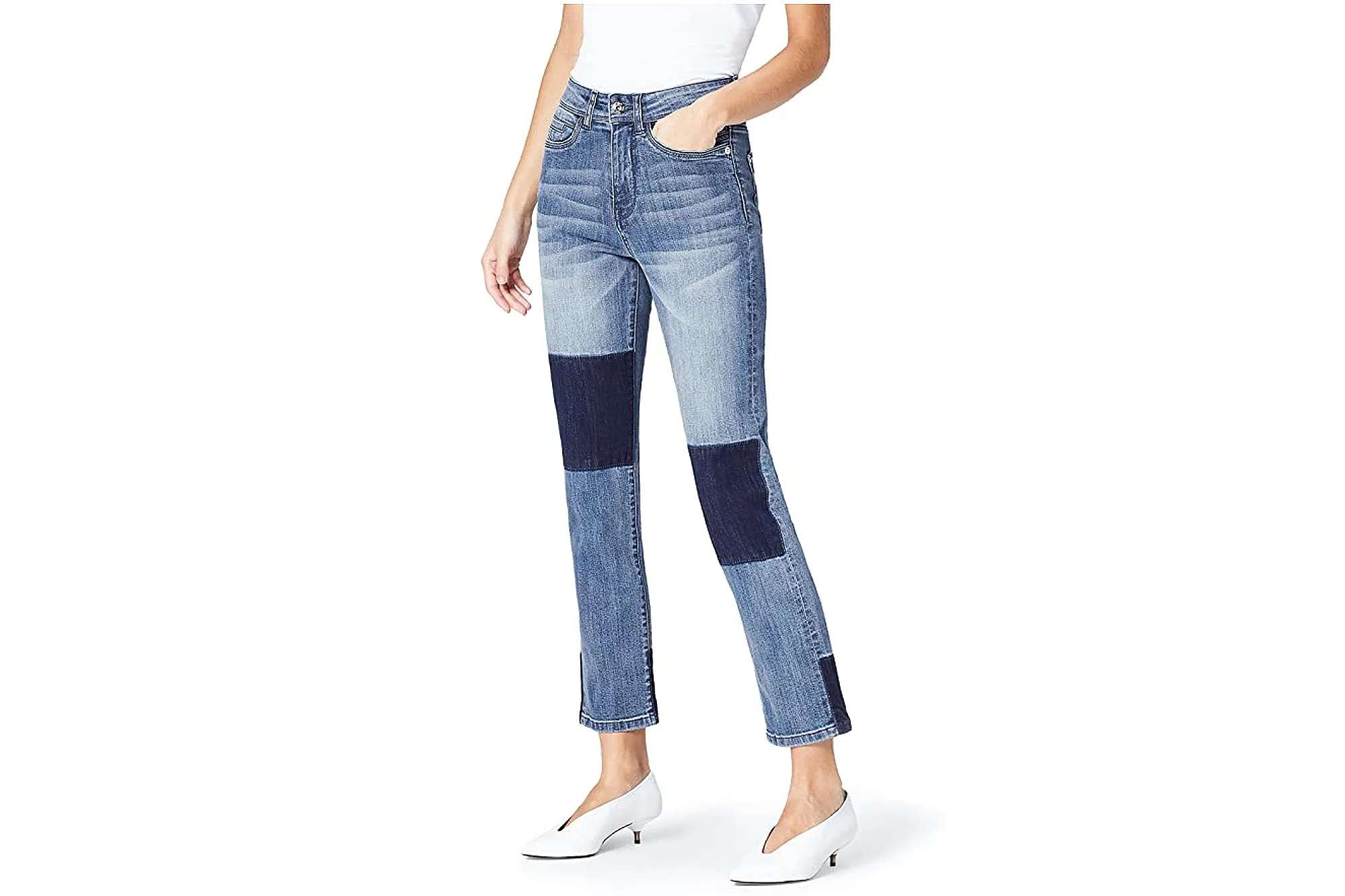 find. Women's Straight Leg High Rise Contrast Jeans