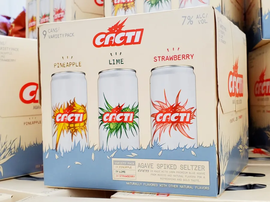 A box of Travis Scott's CACTI spiked seltzer.