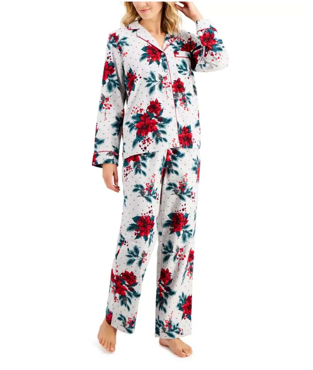 Charter Club Printed Cotton Flannel Pajama Set