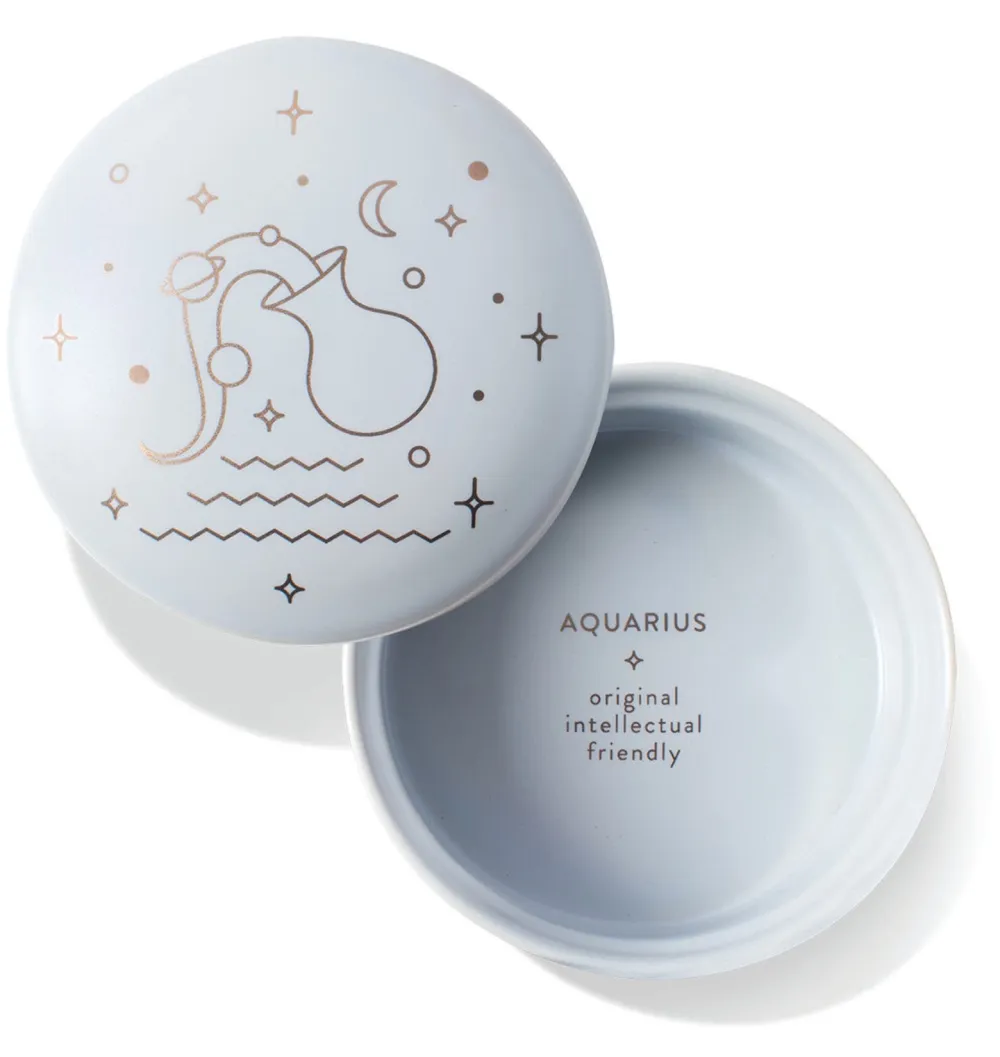 Fringe Studio 2-Piece Zodiac Round Ceramic Trinket Box