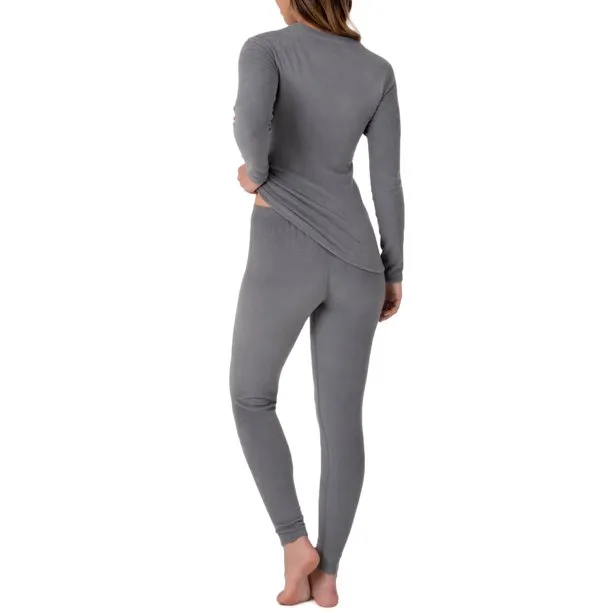 Fruit of the Loom Women's Stretch Fleece Thermal Top and Bottom Set