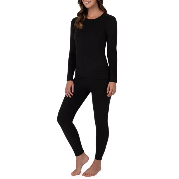 Fruit of the Loom Women's Stretch Fleece Thermal Top and Bottom Set