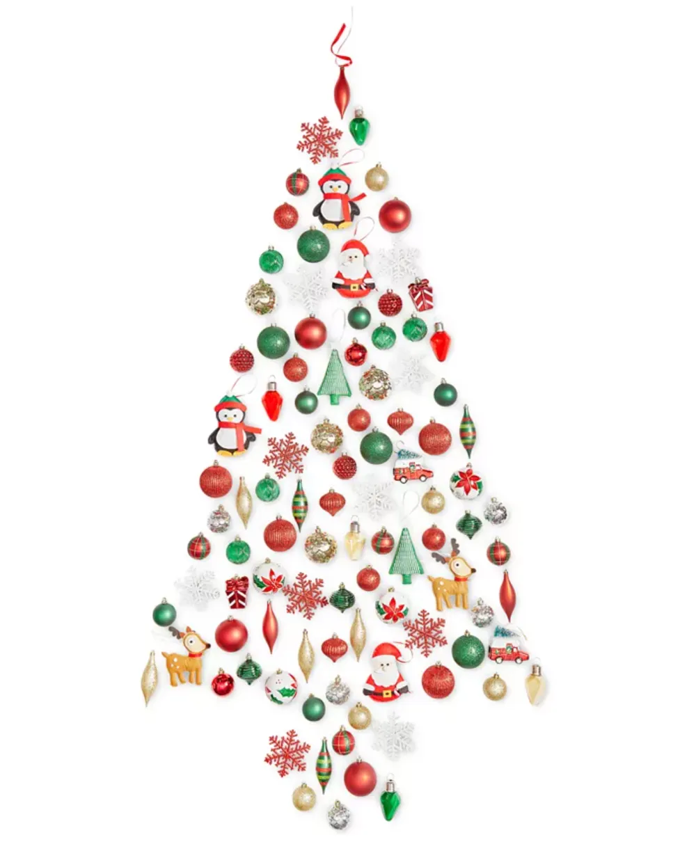 Holiday Lane Christmas Cheer 100 Assorted Shatterproof and Soft Ornament Set