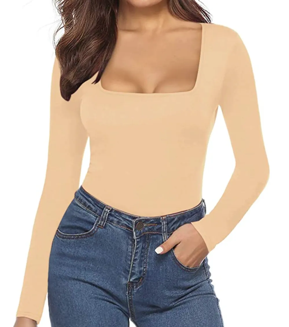 MANGOPOP Women's Square Neck Bodysuit