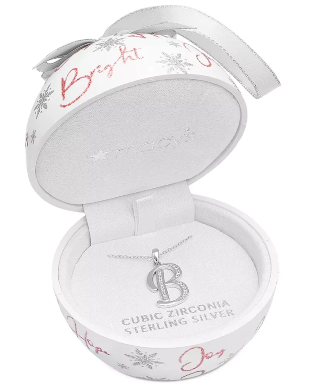 Macy's Ornament Box with Cubic Zirconia Initial 18 Pendant Necklace