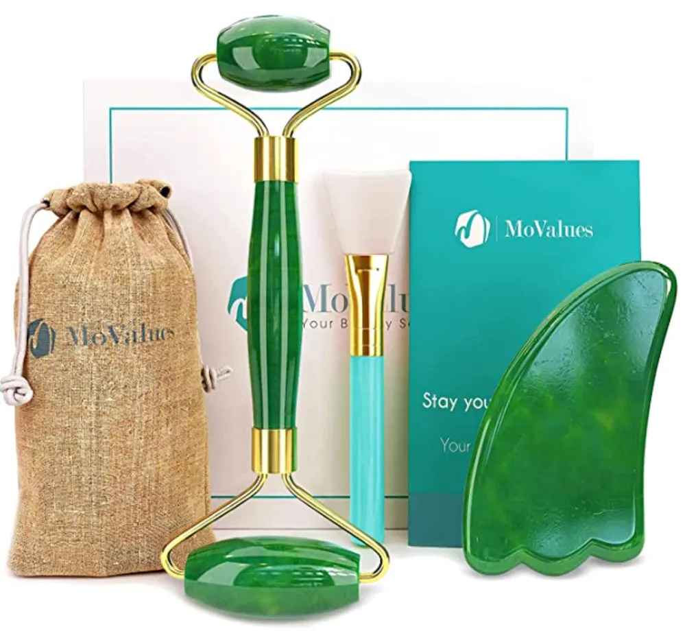 MoValues Original Jade Roller & Gua Sha Facial Tools
