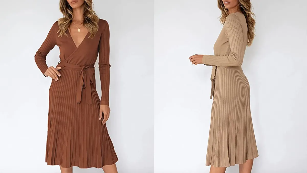 Pink Queen Women's Wrap Sweater Dress