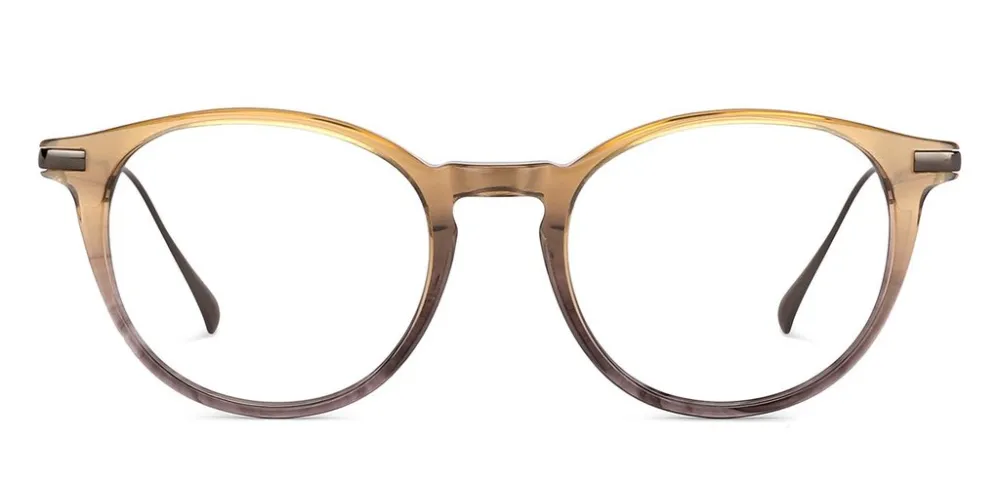 Quinn Brown Grey Round Eyeglasses