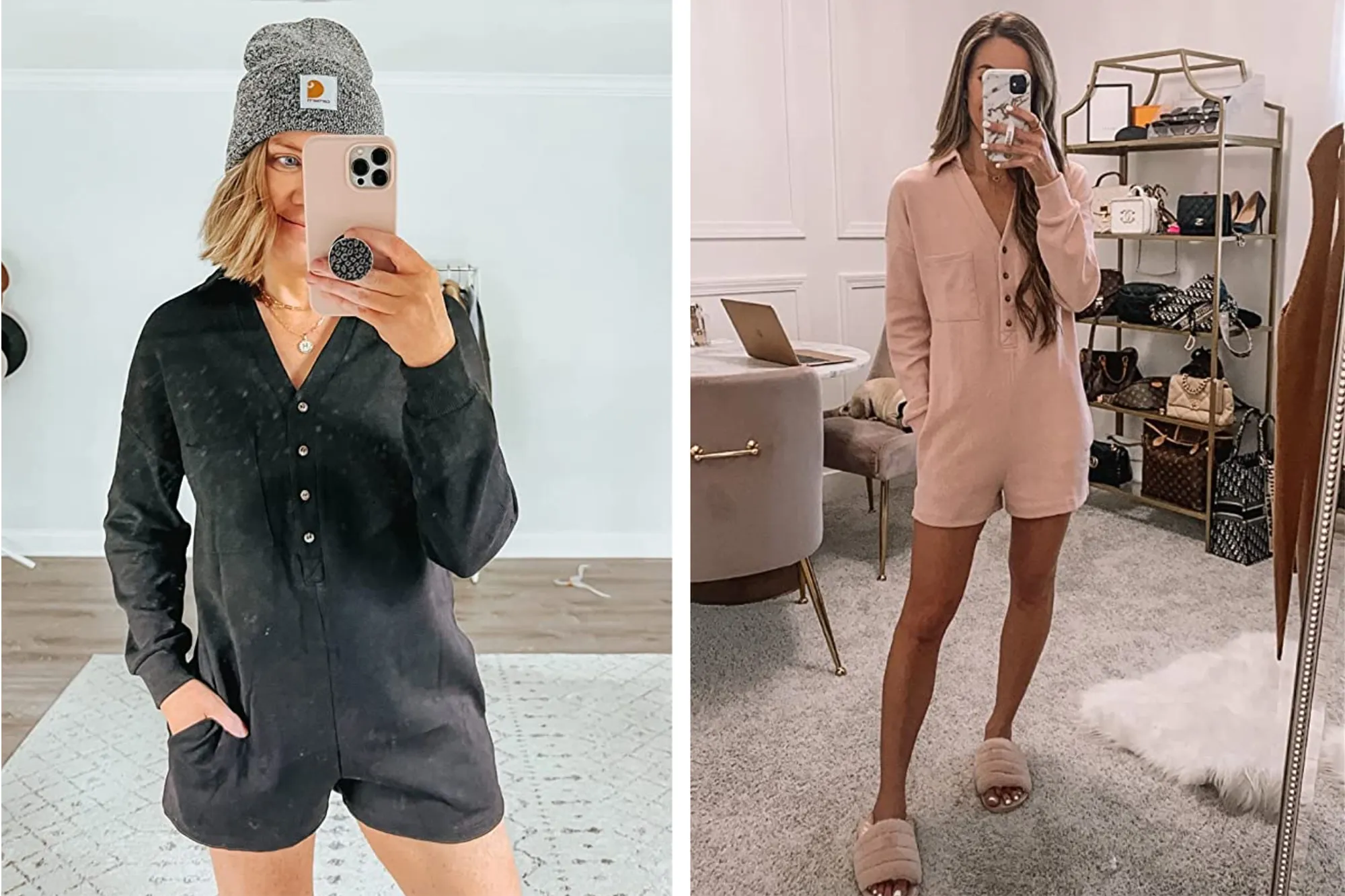 Saodimallsu Women's V Neck Button Down Romper