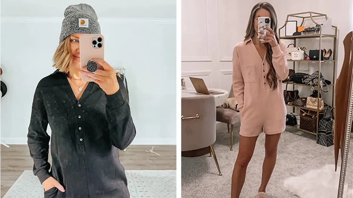 Saodimallsu Women's V Neck Button Down Romper