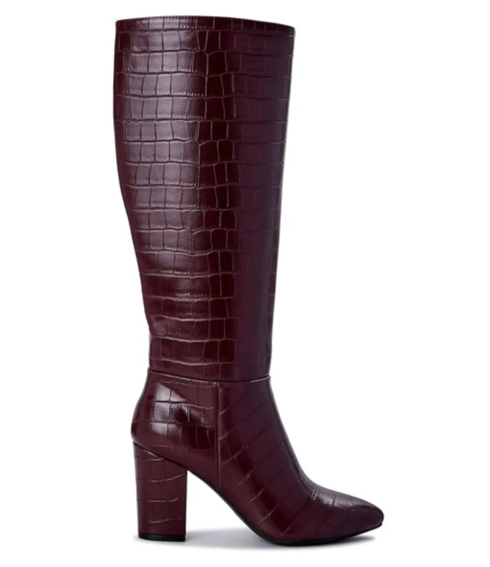 Scoop Women's Stove Pipe Knee High Croco Boots