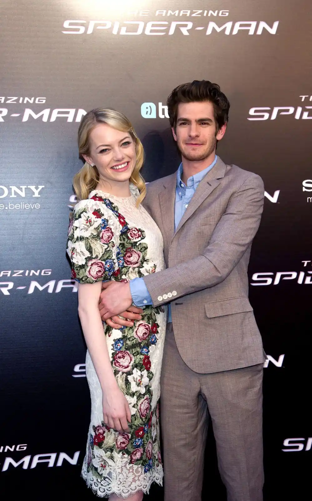 Emma Stone and Andrew Garfield at 'The Amazing Spider-Man' film premiere in June 2012.