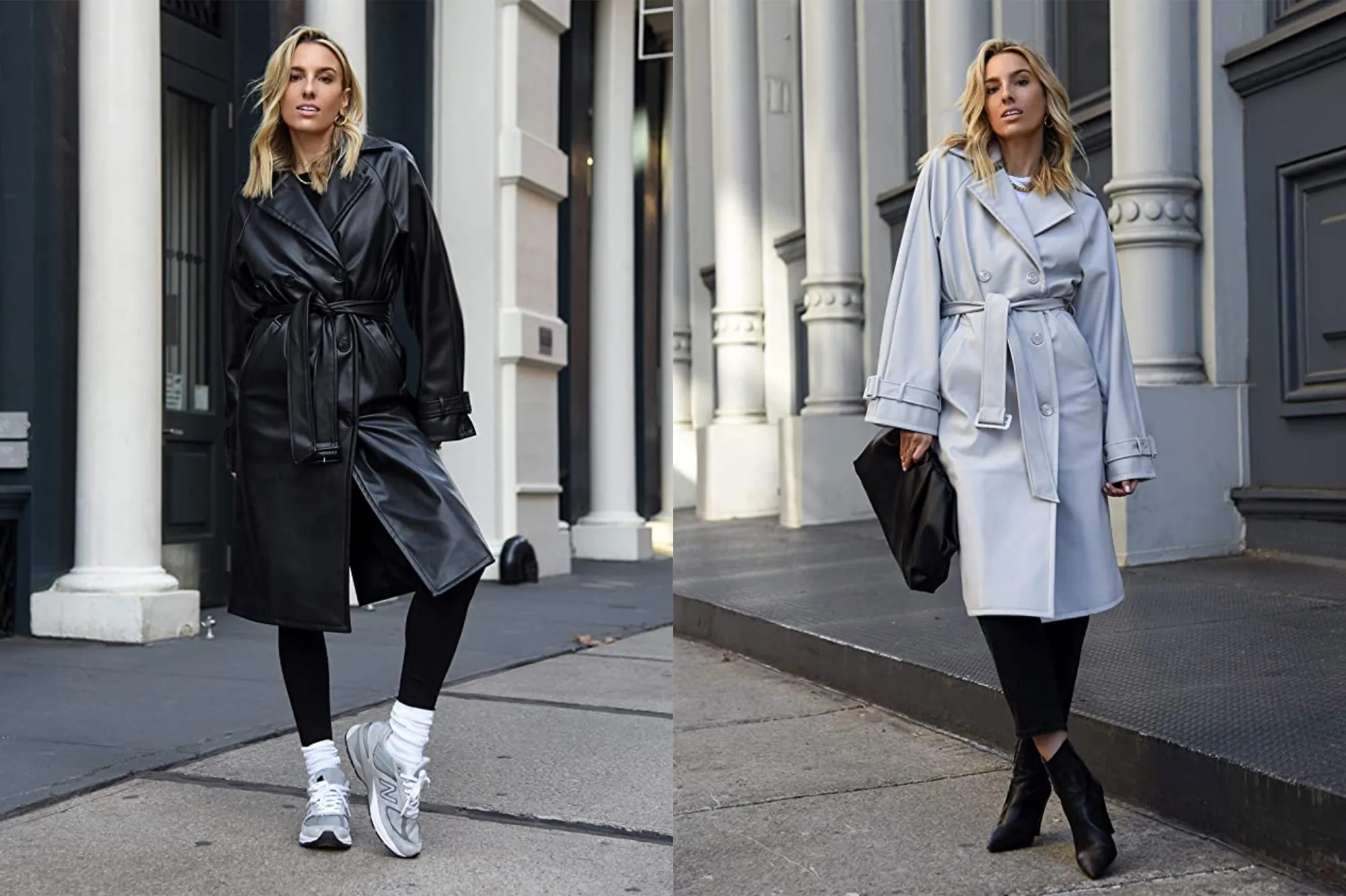 The Drop Women's @lisadnyc Faux Leather Long Trench Coat