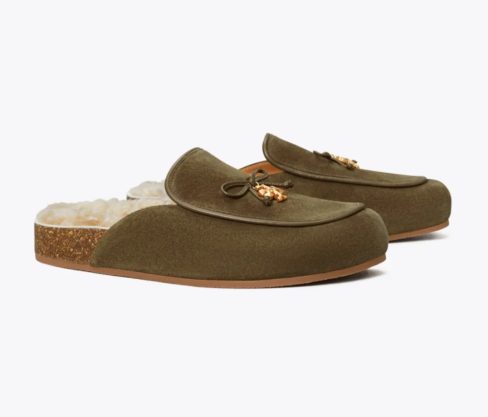 Tory Charm Shearling Mule