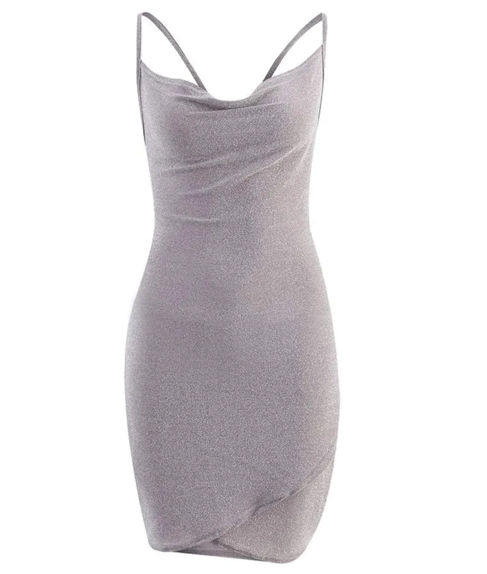 VANCOL Women's Sexy Glitter Spaghetti Strap Mini Party Dress