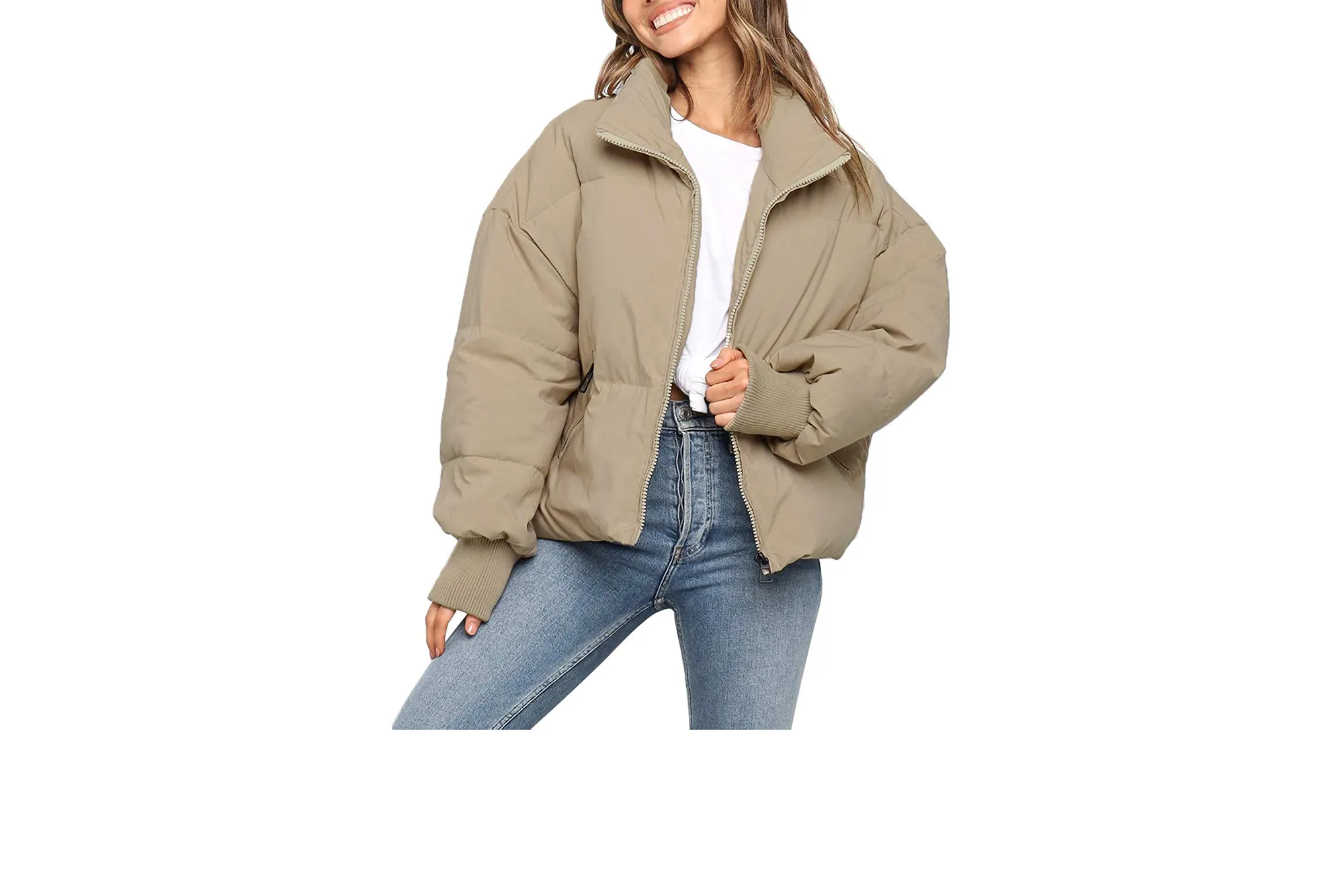 beige puffer jacket