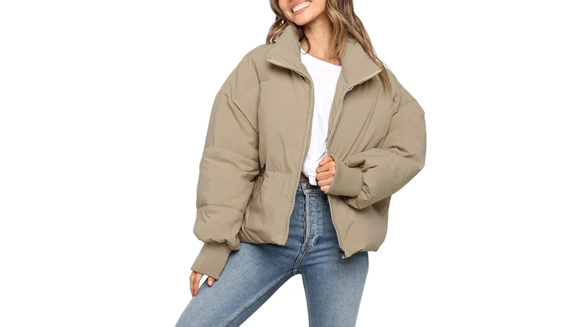 beige puffer jacket