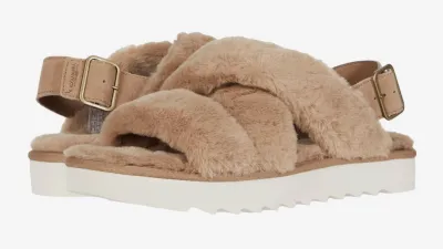 beige slippers, sandals