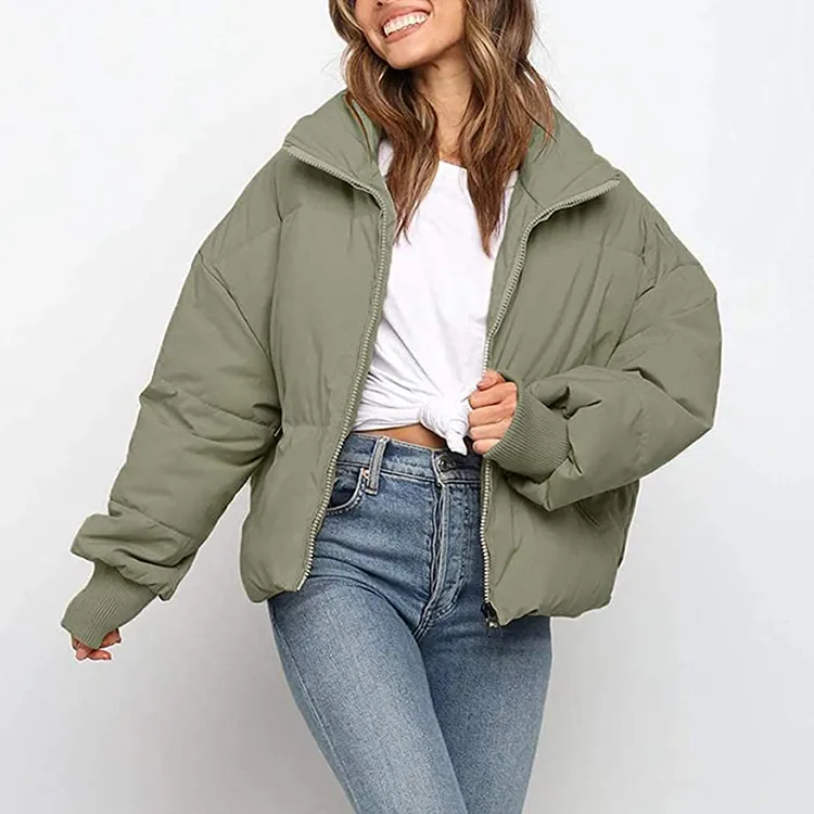 green puffer jacket