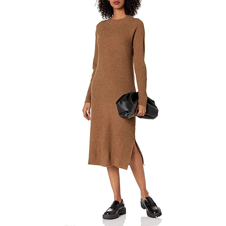 mocha, midi dress, sweater dress