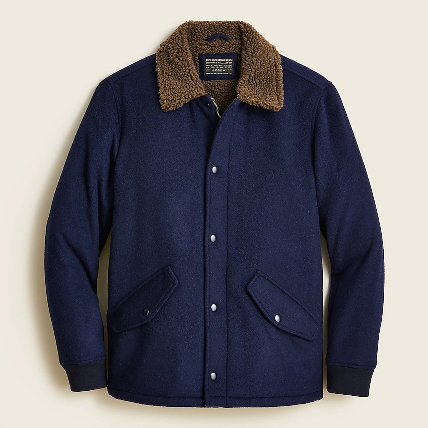 navy jacket, sherpa-lined
