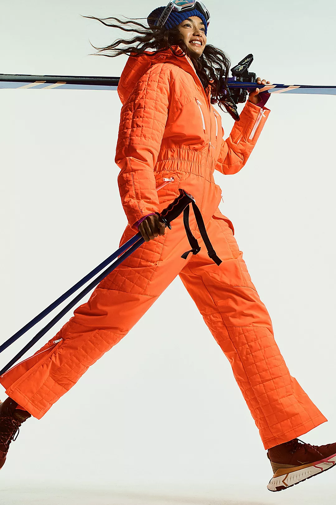 orange snow suit