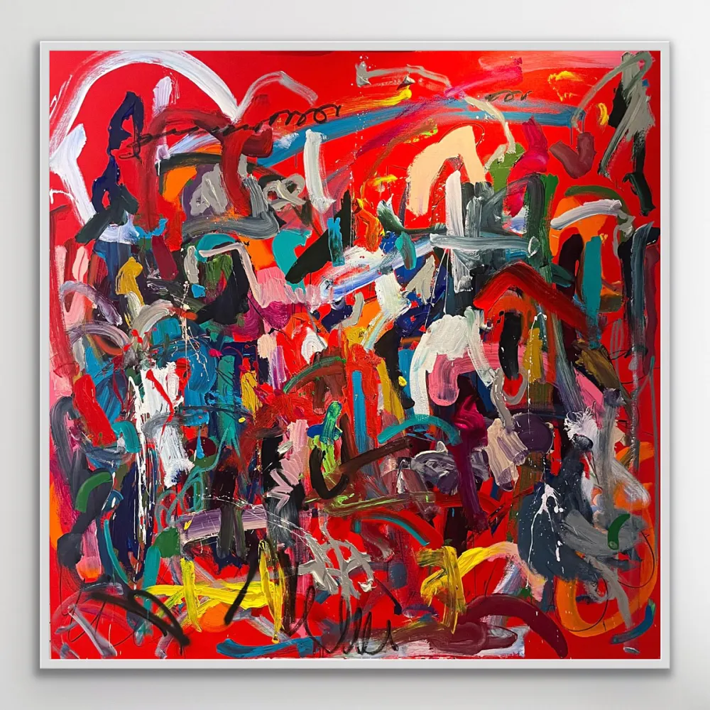 red painting, modern art, Flore