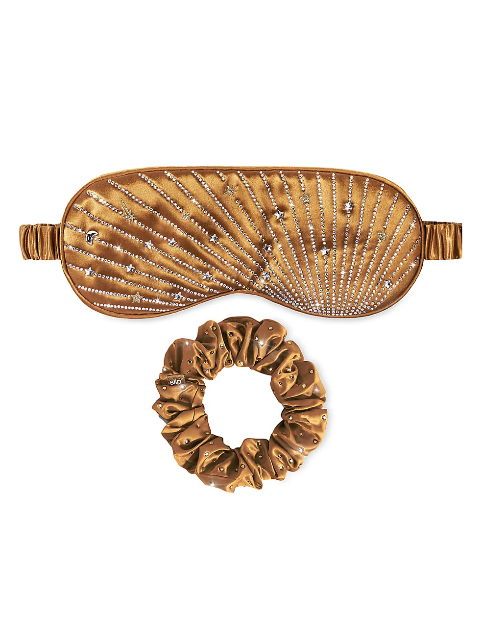 slip, sleep mask, rhinestones, bronze