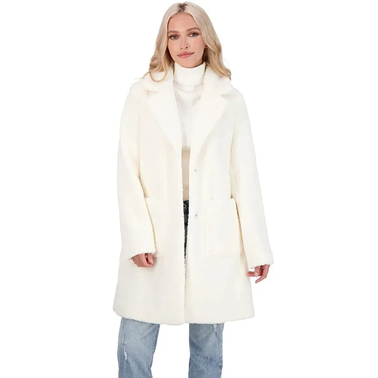 white teddy pea coat