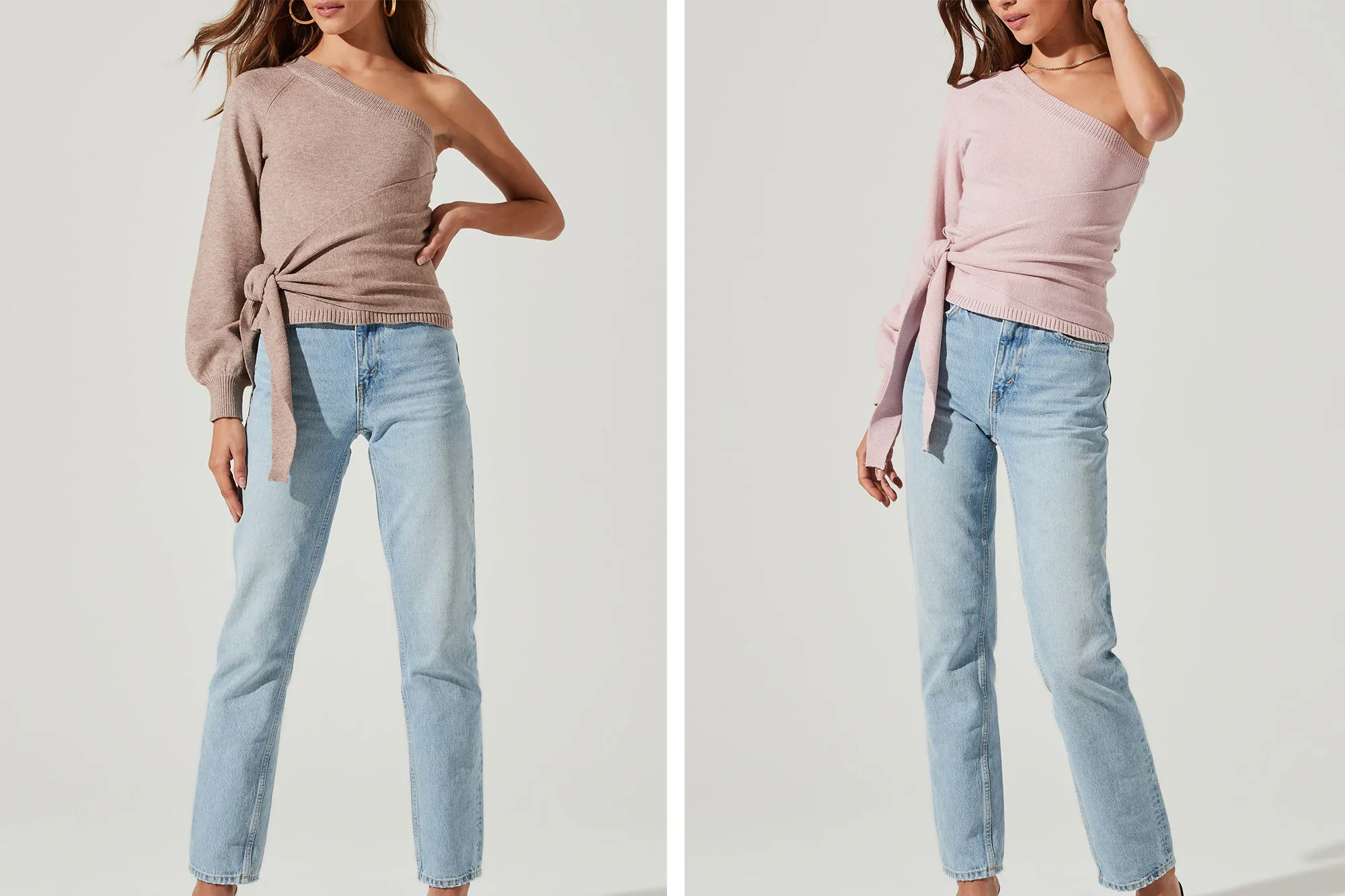 ASTR the Label One-Shoulder Side Wrap Sweater