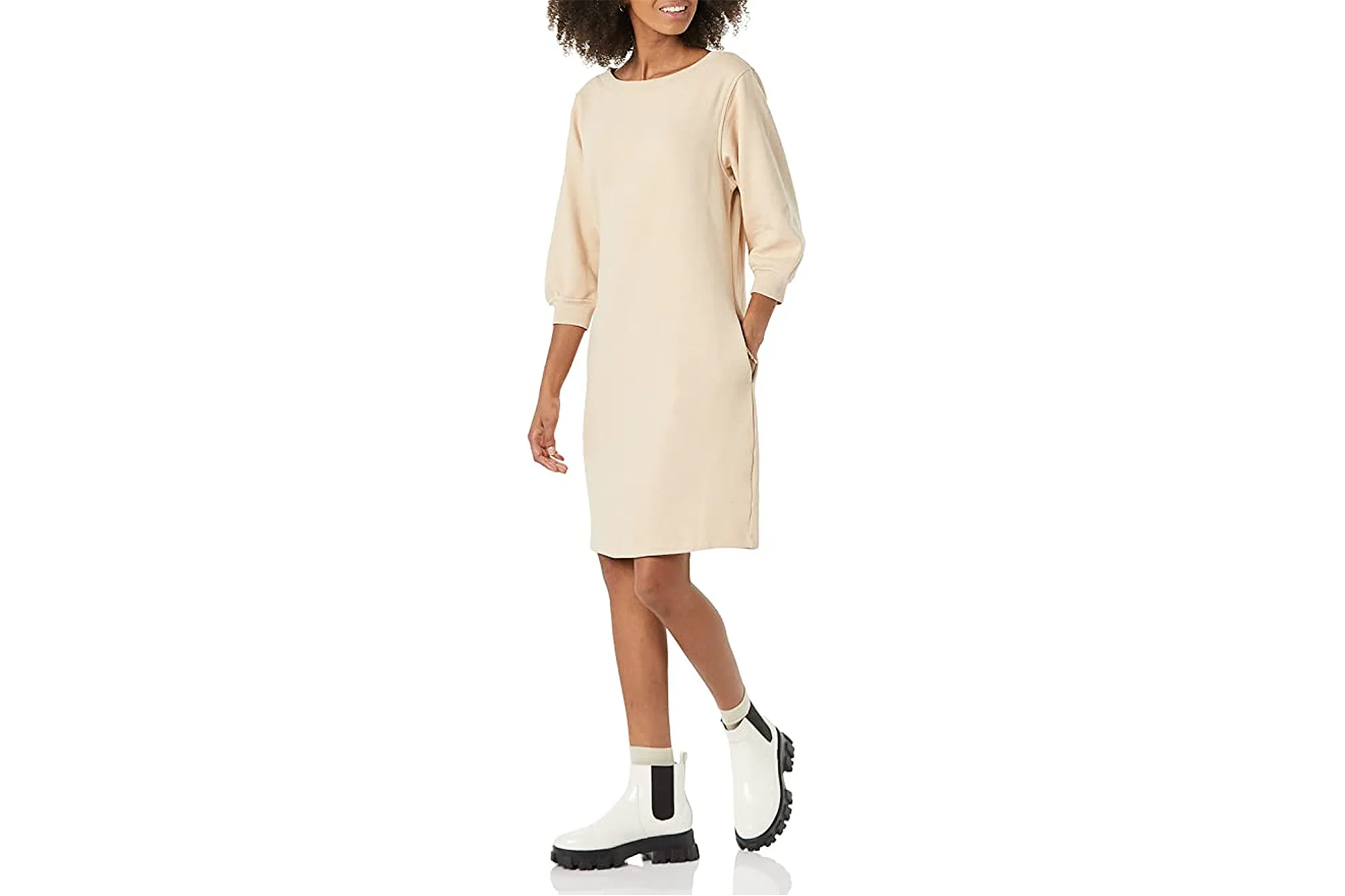 Amazon Essentials Women's Fleece Blouson Sleeve Crewneck Dress