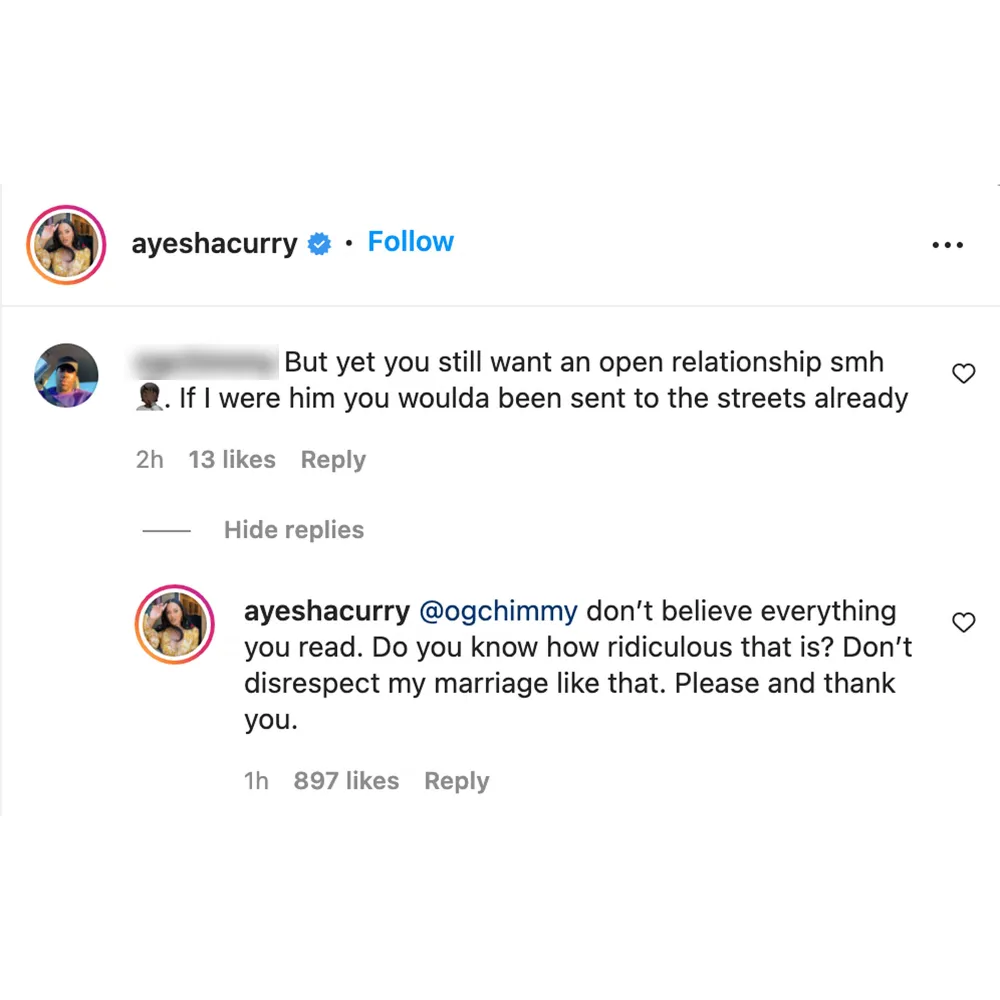 Ayesha Curry Slams 'Ridiculous' Rumors About Open Marriage With Steph Curry