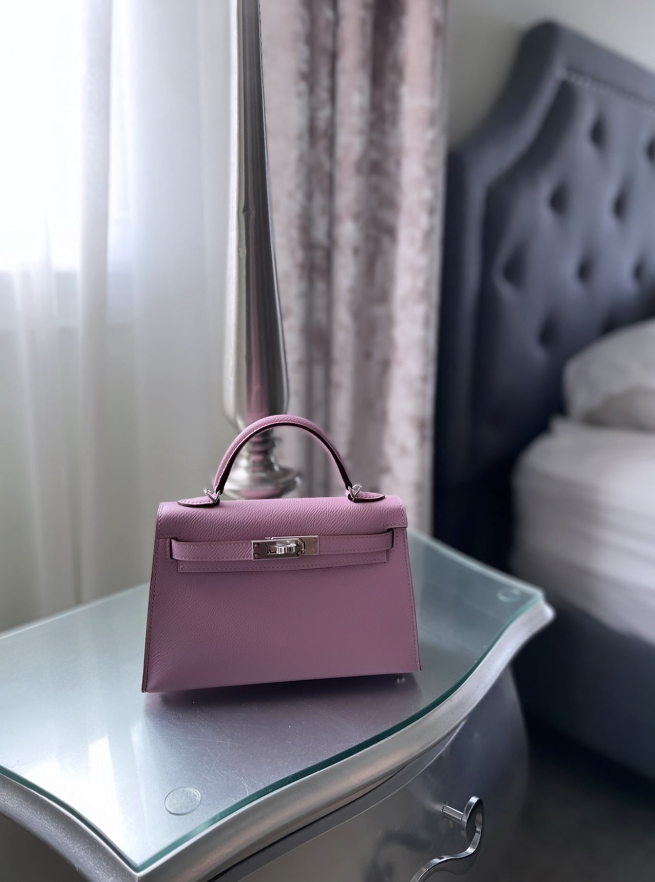 Hermes FSH,Hermès Mauve Sylvester Mini Kelly 20