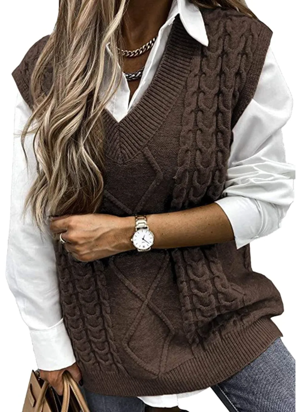 HOTAPEI Cable Knit Sweater Vest