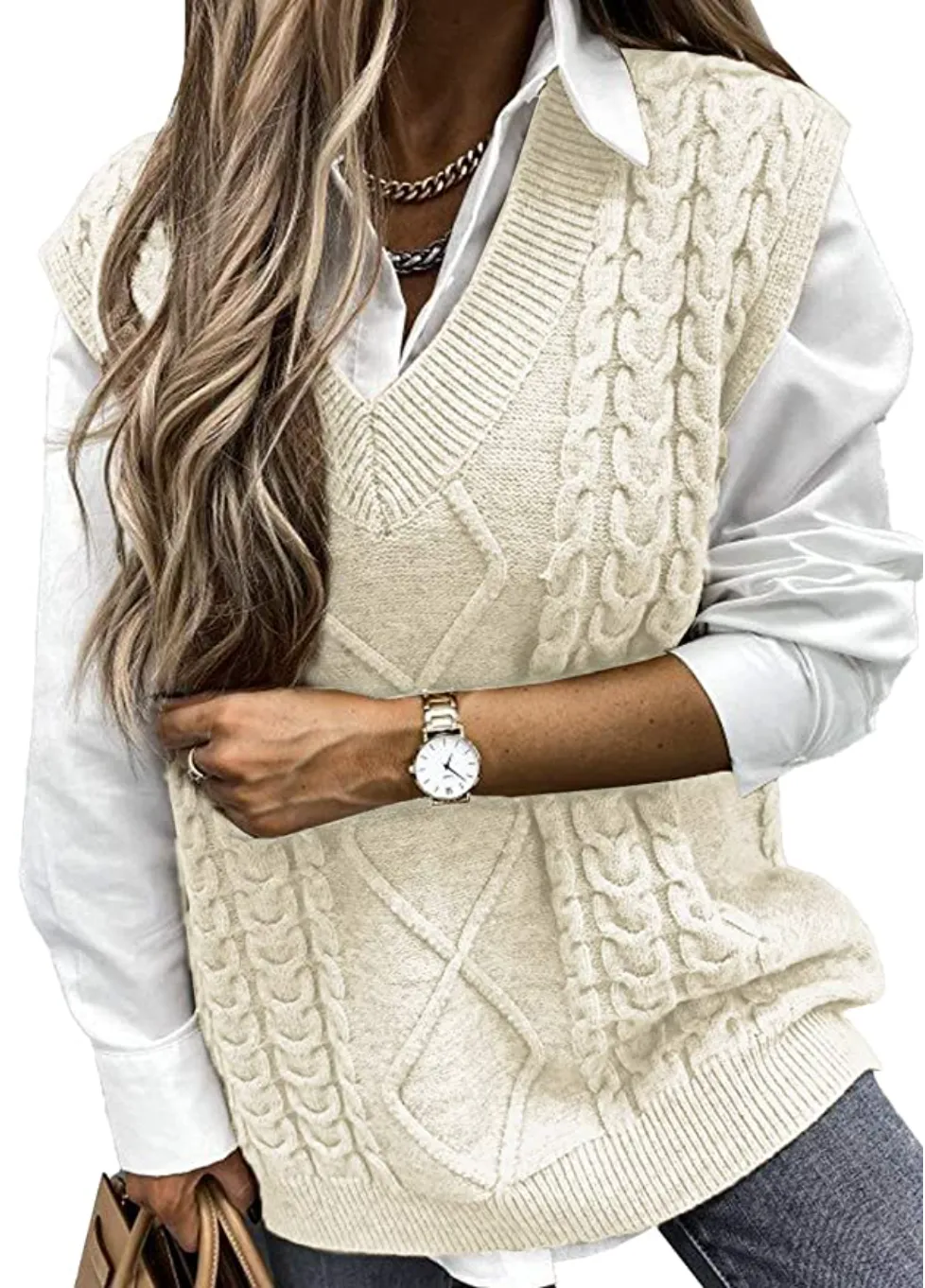 HOTAPEI Cable Knit Sweater Vest