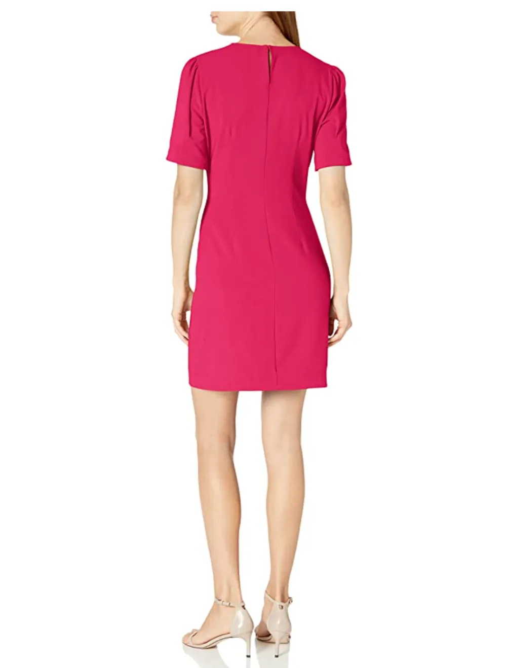 Lark & Ro Women's Fluid Stretch Crepe Puff Sleeve Dress