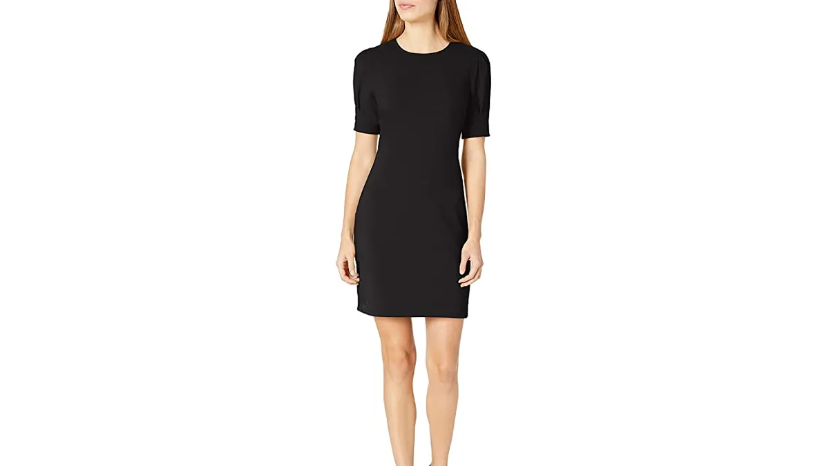 Lark & Ro Women's Fluid Stretch Crepe Puff Sleeve Dress