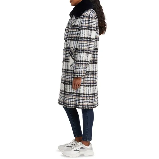 NVLT Women&rsquo;s Plaid Wool Coat with Collar