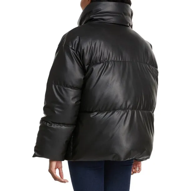 NVLT Women&rsquo;s Vegan Leather Puffer Coat