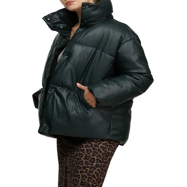 NVLT Women&rsquo;s Vegan Leather Puffer Coat