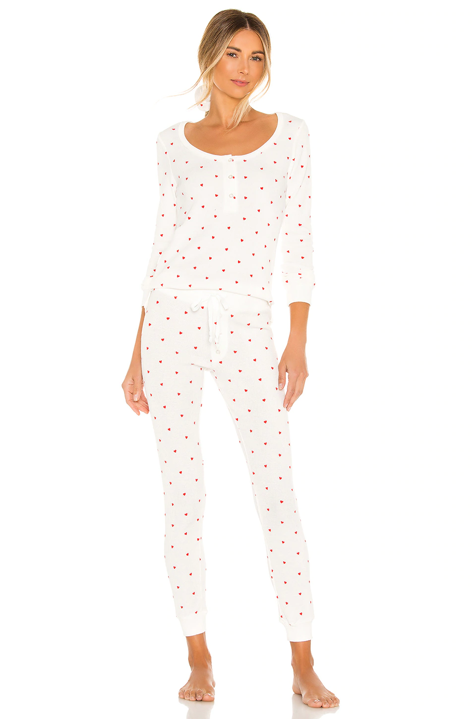 heart print pajama set