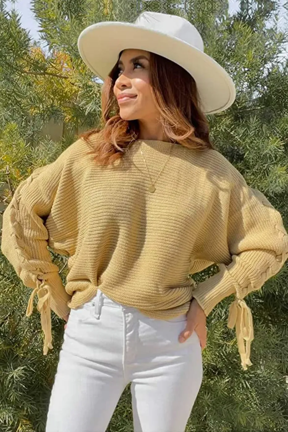 PRETTYGARDEN Women's Oversized Lace Up Sweater