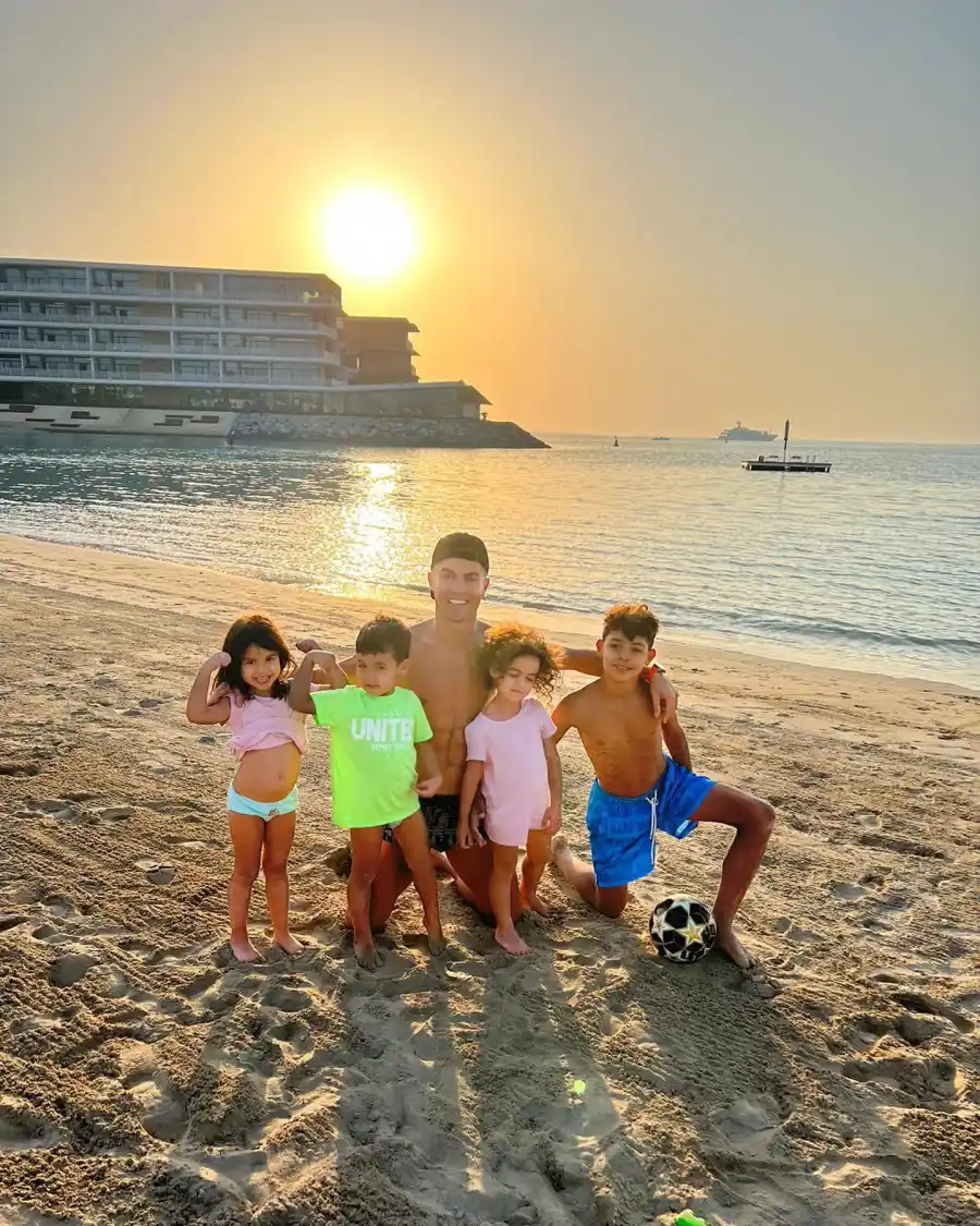 ‘Proud Dad’! See Cristiano Ronaldo Enjoying Dubai Vacation With 4 Kids