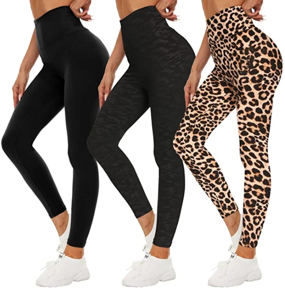 QGGQDD 3 Pack Black High Waisted Leggings