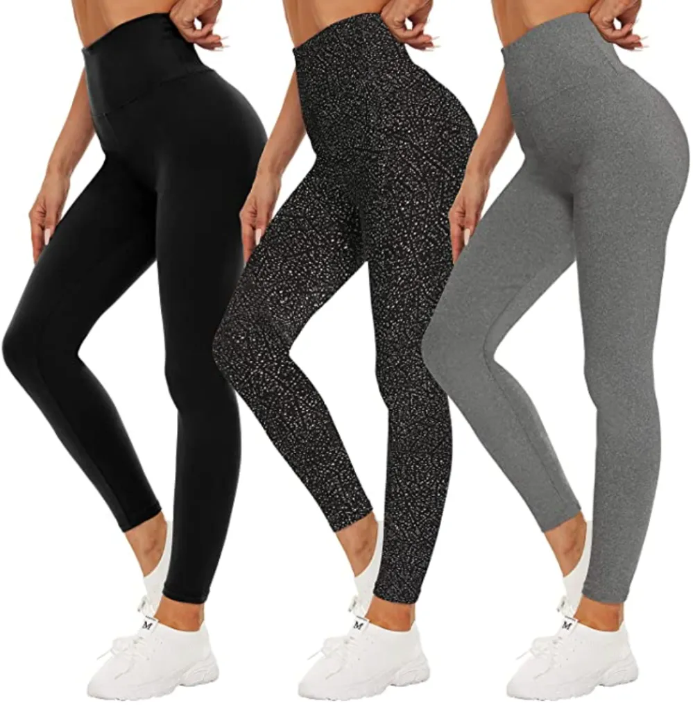 QGGQDD 3 Pack Black High Waisted Leggings