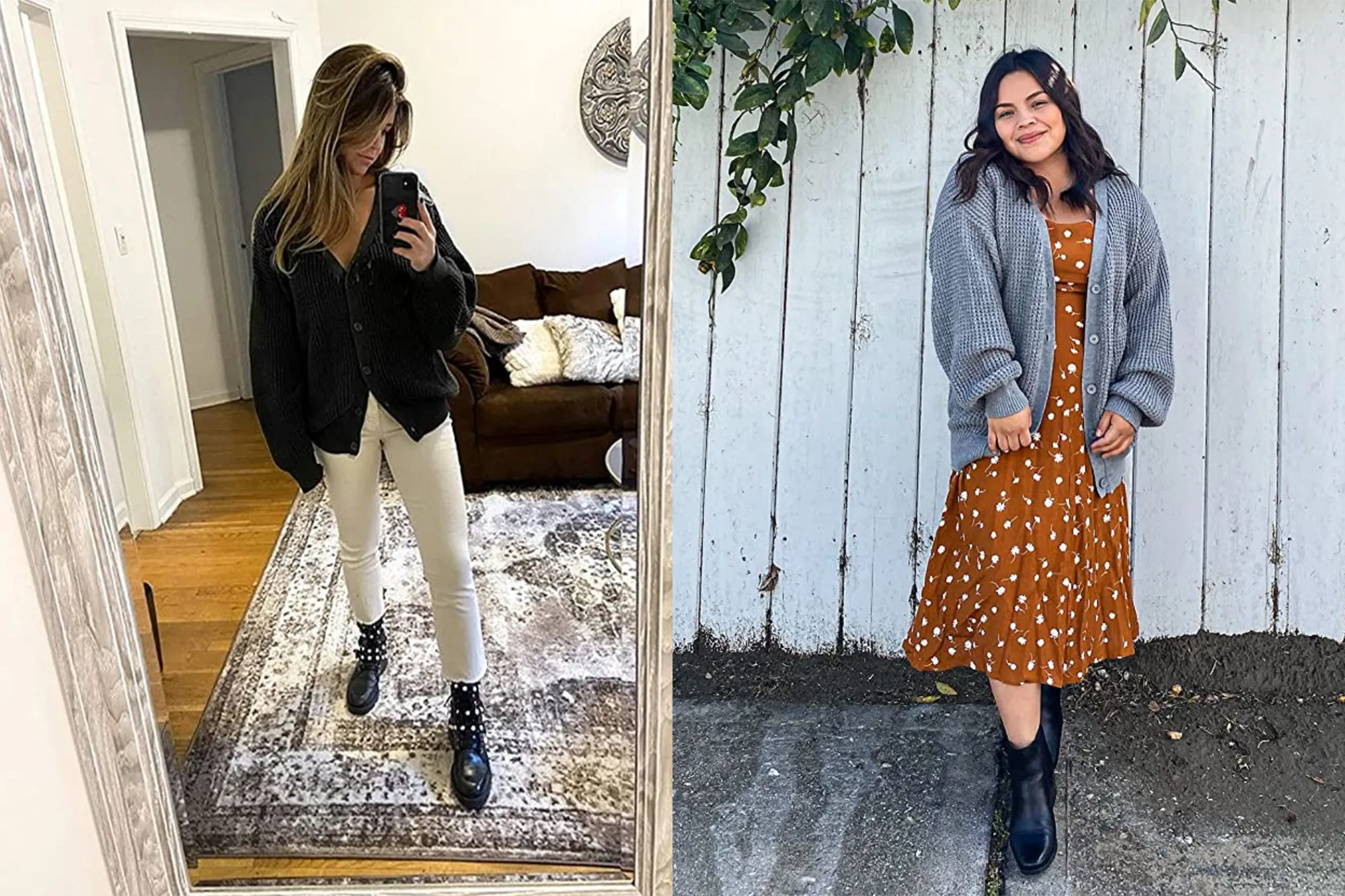 QUALFORT Women's Button-Down Oversized Cardigan