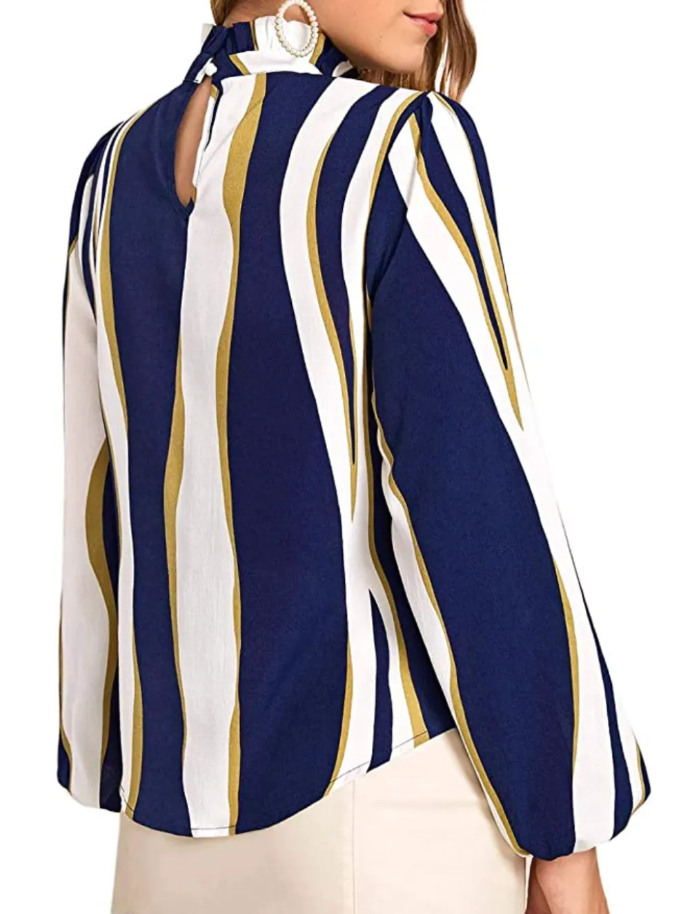 Romwe Women's Printed Stand Collar Blouse