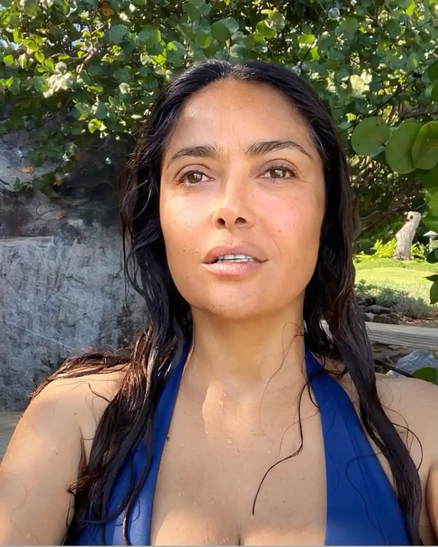 Salma Hayek Most Radiant Celebrity Makeup Free Moments of 2022